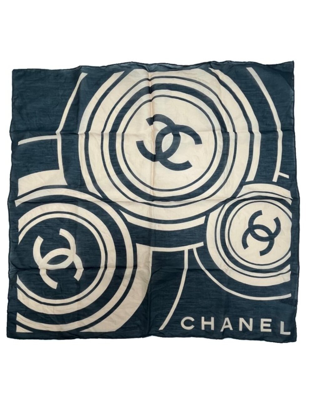 Chanel Scarf CC Logo Cotton Black